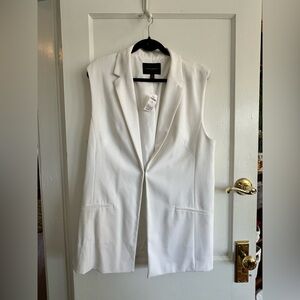 NWT Banana Republic white long line blazer vest XL